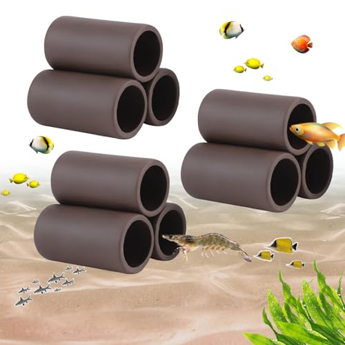 Editbar Aquarium Ceramic Spawning Cave, 3 Shrimp Cave Aquarium Decoration, Catfish Cave Aquarium, Clay Fish Tank Accessories