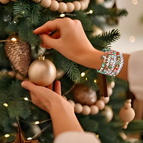 Artlunar 6 Pack Christmas Bracelets: Joy & Merry Candy-Style Stacks for Women & Teens - Perfect Christmas Gifts - Age 3 to Adult - Image 5