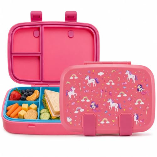 MISS BIG Microwave Safe Bento Box for Kids, Pink Mermaid Unicorn, 800ml