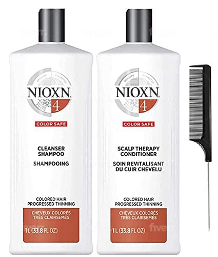 Cleanser Shampoo And Scalp Therapy Conditioner 33.8 Ounce Includes Black Steel Comb (System 4)