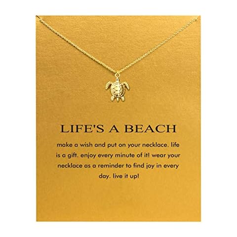 Baydurcan Sea Turtle Necklace Sea Turtle Pendant Chain Necklace with Message Card Gift Card Cover