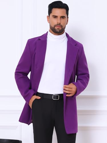 Image of Lars Amadeus Men's Trench Coat Notch Lapel Single Breasted Classic Long Pea Coats Overcoat