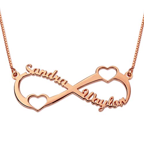 Bo&Pao Infinity Name Necklace in 925 Sterling Silver / 18K Rose Gold plated / 18K Gold Plated with 1 to 6 Names4