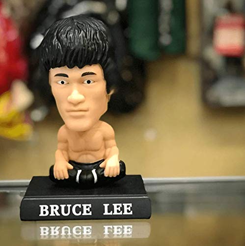 Image of Awestuffs Phone Holder Bobblehead Action Figure for Car Dashboard, Office Desk & Study Table (Pack of 1) (Bruce Lee), Polyvinyl Chloride