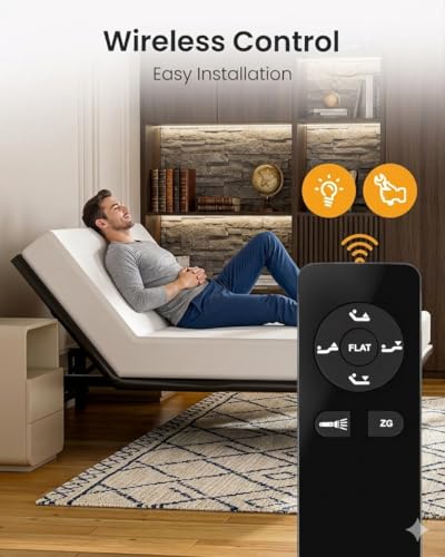 Image of Mixcous Heavy Duty Adjustable Bed Frame - Zero Gravity for Snoring Relief & Back Pain, Quiet Motor Head and Foot Incline, Wireless Remote Control, Easy Installation (79 inch L x 74 inch W x 12.72 inch H)