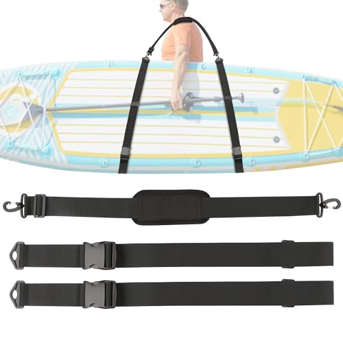 Rugtol Paddle Board Carrying Strap - Adjustable Hands-Free Paddle Board Strap with Paddle Carrier Velcro Pieces and Soft Shoulder Strap, Paddle Board Accessories Suitable for SUP, Kayak and Surfboard