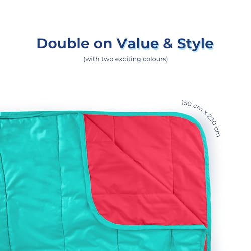 Image of Zinnia Ultra Soft Microfibre Reversible Comforter- Single 150 X 230 Cm, Red and Bright Aqua., 200 TC(Solid - Vibrant)