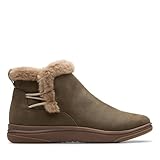 Clarks CloudSteppers Women's Breeze Fur Ankle Boot, Dark Olive, 8 M US