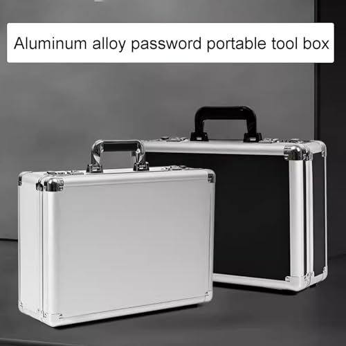 Valigetta argentata in lega di alluminio - Scatola portaoggetti di grande capacità per bagagli, documenti e orologi - Interno morbido, ferramenta resistente, 26 x 14 x 7 pollici - Organizer da viaggio