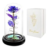 Purple Colorful Artificial Flower Rose Gift,Light Up Rose Flowers Gift,Forever Rose in Glass Dome,Women Gifts Idea for Valentine's Day,Mother's Day,Thanksgiving,Birthday,Anniversary On Any Occasion