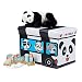 Relaxdays Caisse à Jouets Pliant, Motif, boîte de Rangement avec Espace & Couvercle, rembourré, 34 x 49 x 31 cm, Blanc, MDF, PVC, Mousse, Forme Panda, 1 pièce