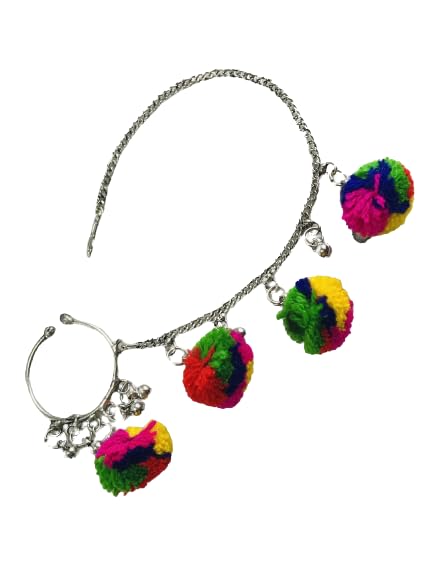 Sattyaki Silver-Plated Traditional Navratri jewellery Nathiya Non piercing medium For Women and Girls (Red) (Sattyaki PomPom Nathiya) (B0CJ9277FK) Amazon Price History, Amazon Price Tracker