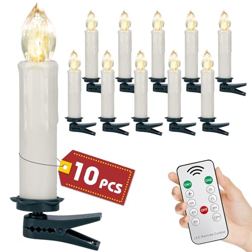 Eldzenith 10er Christbaumkerzen LED Kabellos, Weihnachtsbaumkerzen...