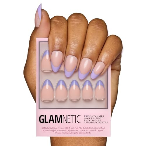 Glamnetic Press On Nails - French Lilac | Short Almond Fake Nails...