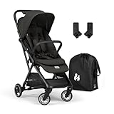hauck Fly N Care - Ultrakompakter und Leichter Reisebuggy Einhändig Faltbar, mit Liegeposition ab Geburt bis 22 kg, Tragetasche, Tragegurt, Sitzauflage, Babyschalen Adapter, UV Schutz 50+ - Black