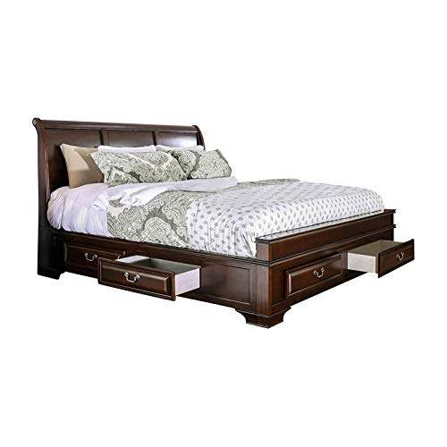 Furniture of AmericaBradford Wood California King Storage Bed in Brown Cherry