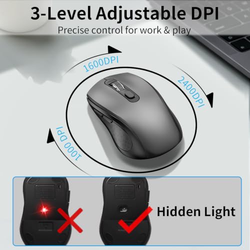 Combo de teclado inalámbrico y mouse ajustable gris Acozykitten de 2.4 G para laptop y PC 6