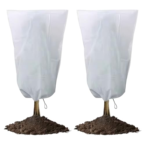 BAIFULAI 2 pezzi di protezione invernale per piante: 120 x 180 cm, protezione antigelo, protezione invernale per piante esterne con chiusura lampo, nastro di trazione, riutilizzabile per piante in