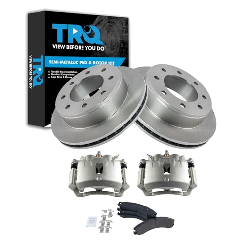 Image of TRQ Rear Brake Pad, Caliper, & Rotor Kit Semi-Metallic Compatible with 2009-2017 GMC Savana 3500