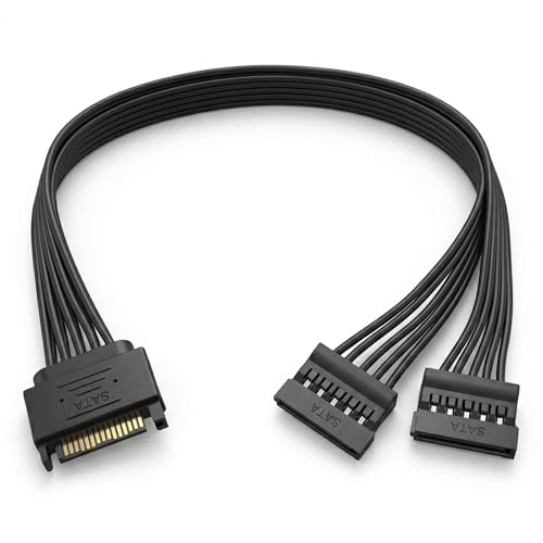 Zyghjort SATA Power Extension Cable 15 Pin SATA Male to Female Power Cable Black SATAs Extender Cables Adapter Connector Supply for HDD Hard Drive 12.6inch 32cm