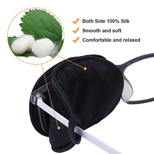 Image of eZAKKA Eye Patches for Adults, Eye Patch for Glasses Silk Patch for Lazy Eye Amblyopia Strabismus and After Surgery (Black+Black)
