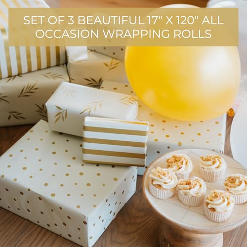 ZICOTO Gift Wrapping Paper Set of 3 - Beautiful Rolls for All Occasions