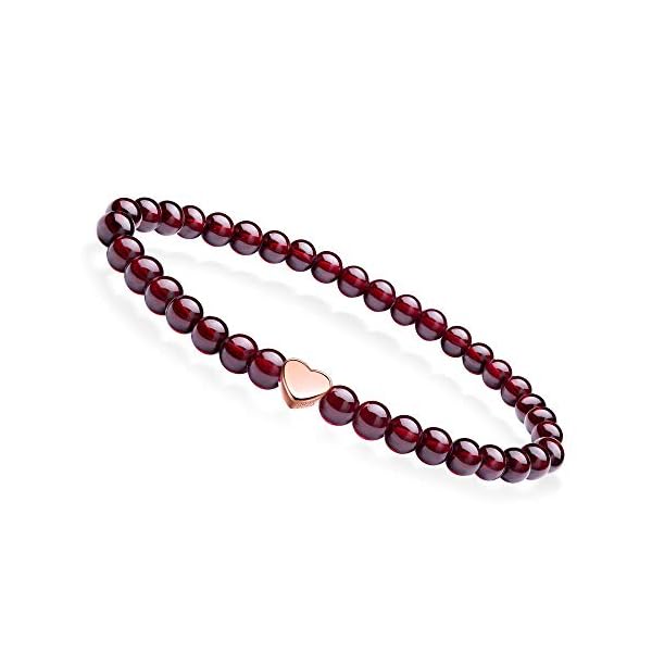 J.Endéar Pulsera Mujer Piedras Naturales, Pulseras de Cuentas Piedras Preciosas Naturales 8mm, Pulsera Corazón Amistad… | DeHippies.com