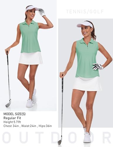 Image of AIRIKE Golf Polo Shirts for Women Sleeveless Summer Sports Athletic Fashionable Workwear-Quick Dry Womens Tank Tops