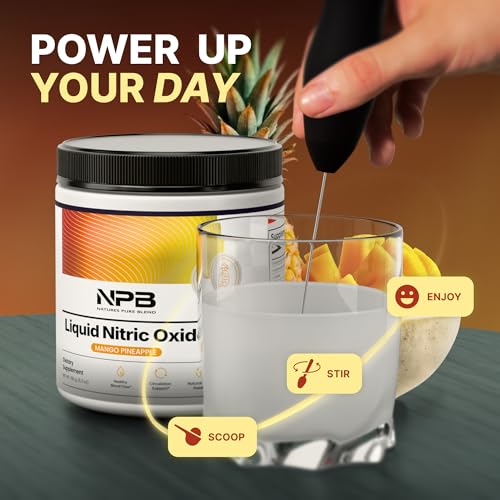 Image of Nature's Pure Blend Liquid Nitric Oxide Supplements - L-Arginine Powder - Nitric Oxide Booster & Circulation Supplement - Blood Flow Support, L Arginine and L Citrulline - 5000MG (Mango Pineapple)