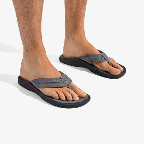 Image of OLUKAI Hokua Men's Beach Sandals, Quick-Dry Flip-Flop Slides, Water Resistant & Wet Grip Rubber Soles, Compression Molded Footbed & Soft Comfort Fit