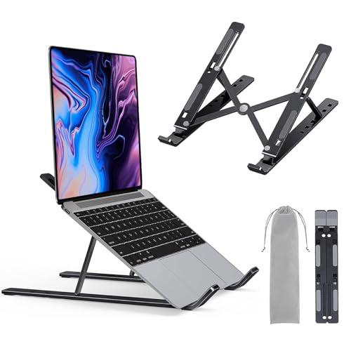 LAC FUTURE Support Ordinateur Portable - Rehausseur PC Portable Ajustable 10 Niveaux, Pliable et Léger | Laptop Stand Ventilé Compatible 10 à 17 Pouces,...