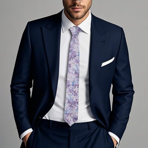 Image of Cotton Floral Ties for Men 2.76 inch Men's Skinny Tie Linen Flower Printed Neck Tie for Wedding Dating Party