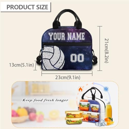 3PCS Custom Volleyball School Backpack Set for Toddler Boys Girls Travel Bookbag Schoolbag Lunch Bag Pen Case for Preschool Kindergarten Elementary Middle School, Blue Galaxy Star4