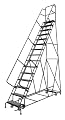 Tri-Arc KDED115246 15-Step All-Directional Steel Rolling Industrial & Warehouse Ladder with Perforated Tread, 24-Inch Wide Steps