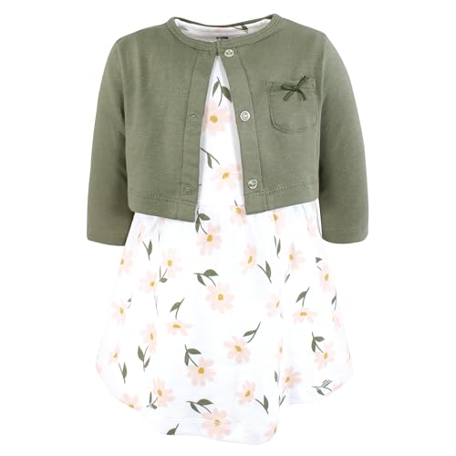 Image of Hudson Baby Girls' Cotton Dress and Cardigan Set