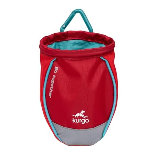 Kurgo Go Stuff-It, Bolsa de Chuches para Perros, Adiestramiento Manos Libres, Lavable a Máquina, Incluye Mosquetón, Rojo