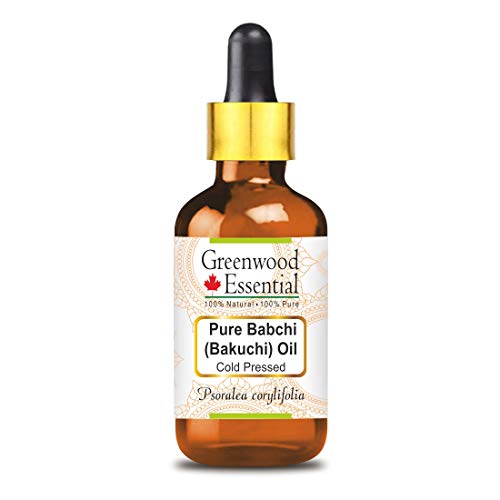 Image of Greenwood Essential Pure Babchi (Bakuchi) Oil (Psoralea corylifolia) with Glass Dropper | Cold Pressed | Natural | Undiluted | For Diluting Essential Oils | For Skin & Massage | Men & Women | 15ml