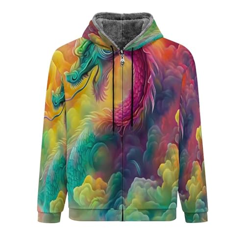 Veste polaire homme zippée à motif dragon chinois pour un style unique
