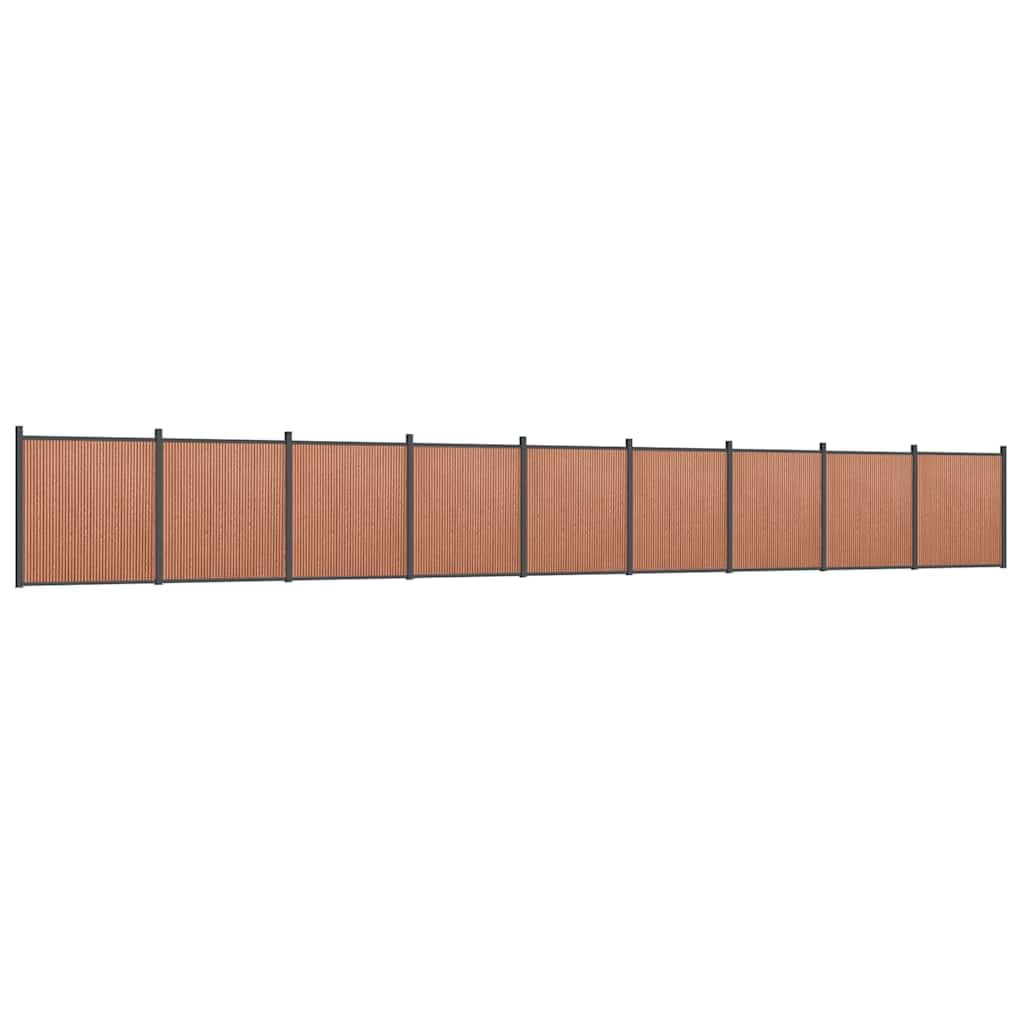 WPC Fence Panel Brown 1564x186 cm Privacy Garden Fence Outdoor Aluminium Post Durable Weather Resistant Easy to Install Fencing for Security Backyard Boundary Horizontal Vertical