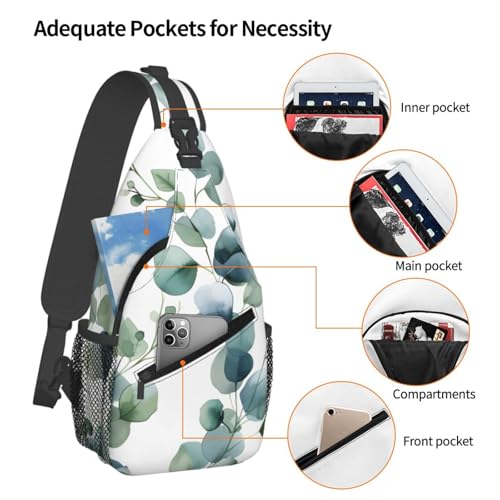 Bolso tipo bandolera verde con estampado de hojas para mujer y hombre miniatura 4