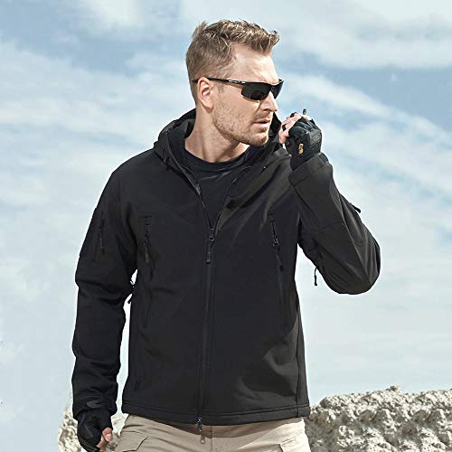 image for CARWORNIC Men's Outdoor Waterproof Soft Shell Hooded Tactical Jacket W