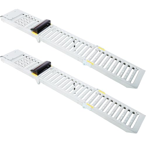 2 Juegos de Rampas Plegables para Automóvil Ferruginosas, 22,8" L x 10,6" A x 6,1" A (plegadas), Capacidad de Carga: 1760 lb (plegadas) / 660 lb (desplegadas), 67,3" x 10" (desplegadas), con Hebillas Robustas, Ligeras y Portátiles para Automóvil, Camionet miniatura 5