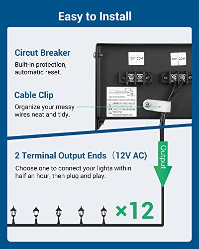 Dewenwils HOSL04A 200W Low Voltage Landscape Transformer, Outdoor Weatherproof Transformer thumb #4