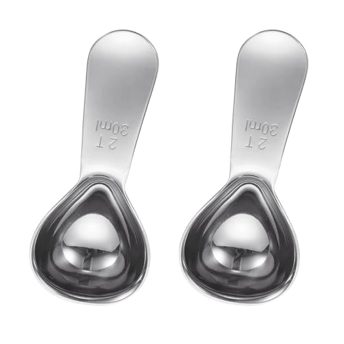 QUARKZMAN 2Pcs Cucchiaio Da Caffè In Acciaio Inossidabile, Cucchiaio Dosatore A Manico Corto 30ml Per Caffè Macinato Tè Zucchero Regali Cucina, Argento