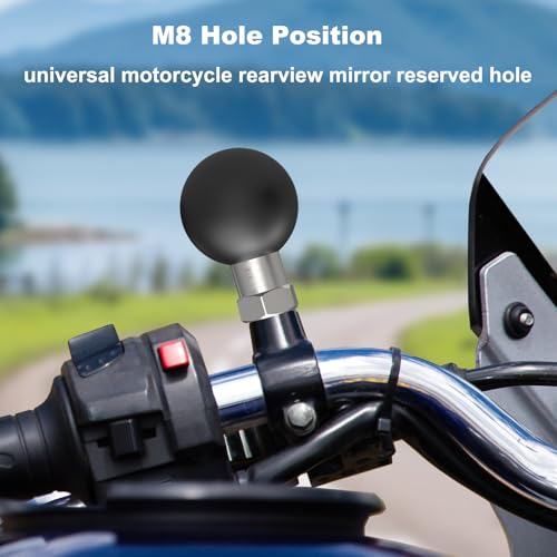 Image of 1 Inch Ball Mount Adapter,Metal Ball Adapter with M8 Threaded Bolt, CNC Aluminum Alloy 1 inch 360Adjust Ball Mount Base for Ebike Phone Holder &Long Double Socket Arm,78008