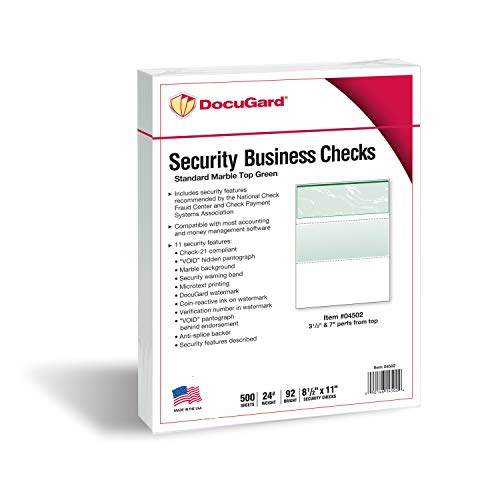 DocuGard Green Marble Top Check, 8.5 x 11 Inches, 24 lb, 500 Sheets, 1 Check Per Sheet (04502) by DocuGard - Image 2