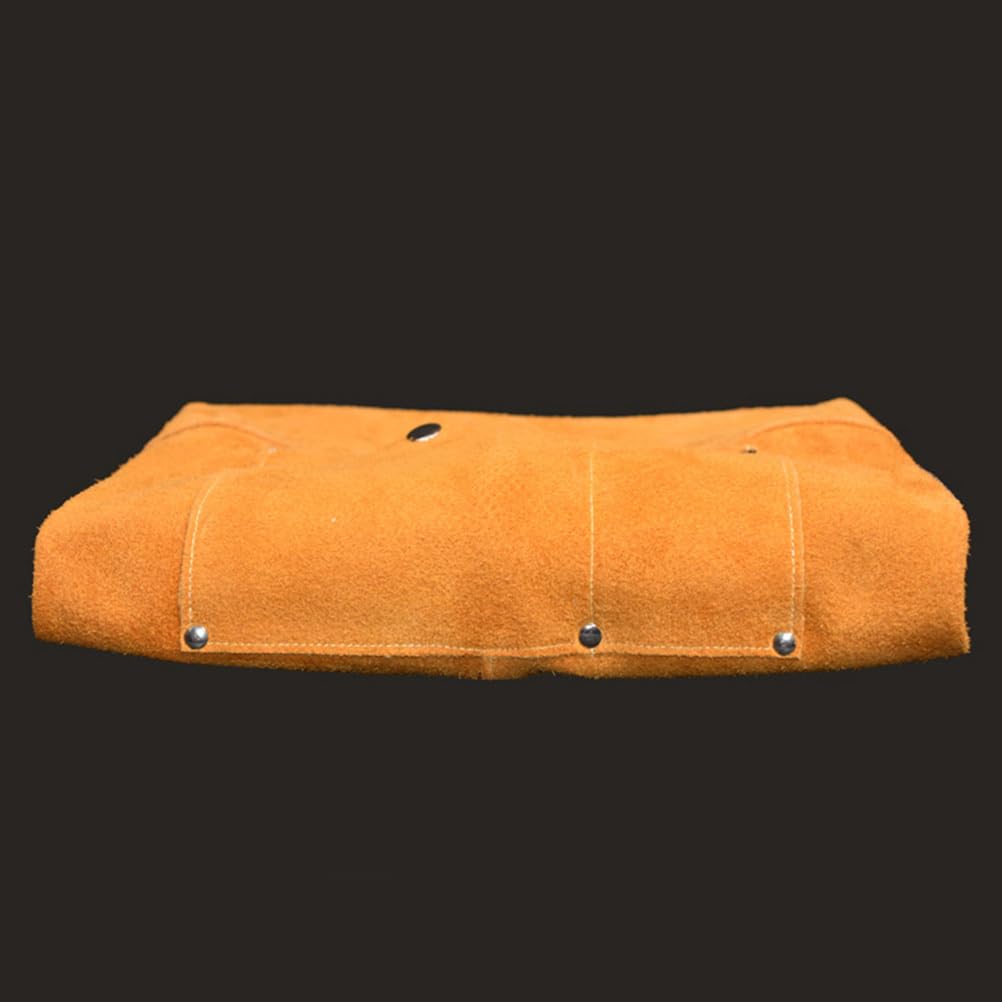 HOMSFOU Delantal De Cuero Para Soldadura Ropa Protectora Gruesa Con Bolsillos Resistente a Abrasión Y Al Fuego Ajustable Para Talleres Y Uso Profesional 35.43X23.62In