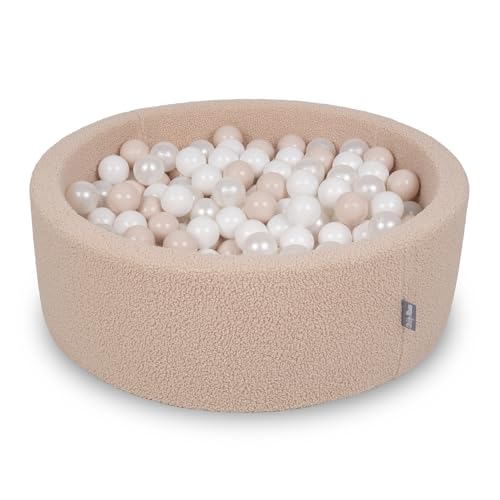 Piscine à balles pour bébé dès 8 mois avec grandes boules de 7 cm et housse teddy