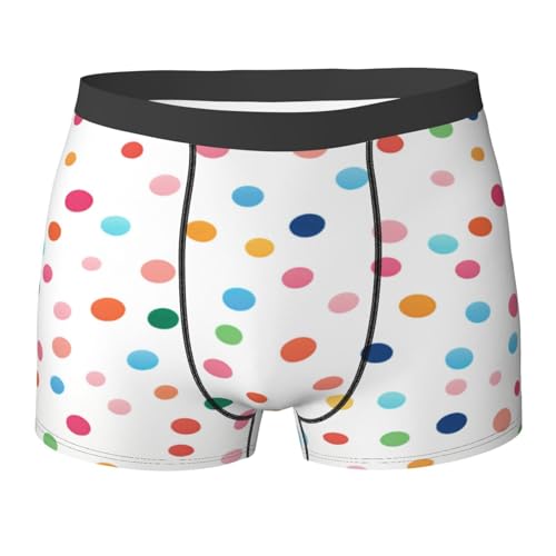 Men's Boxer Briefs Colorful Polka Dot White Underwear For Men Soft Elastic Boxer Shorts For Boys Adult