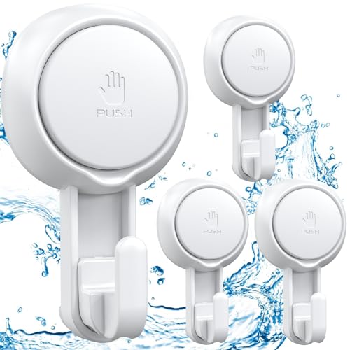 Luxear Gancho Ventosa Baño 4 Piezas Ultra Fuerte Sin Agujeros Colgador Toallas Ventosa Impermeable...